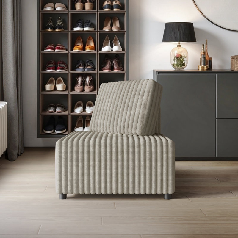 Siège d'angle en velours beige, Beige
