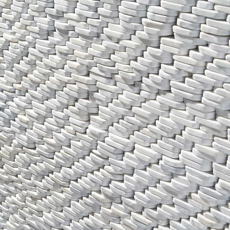 Nature Stacked Pram Gray Pebble Mosaic Tile, Carrara