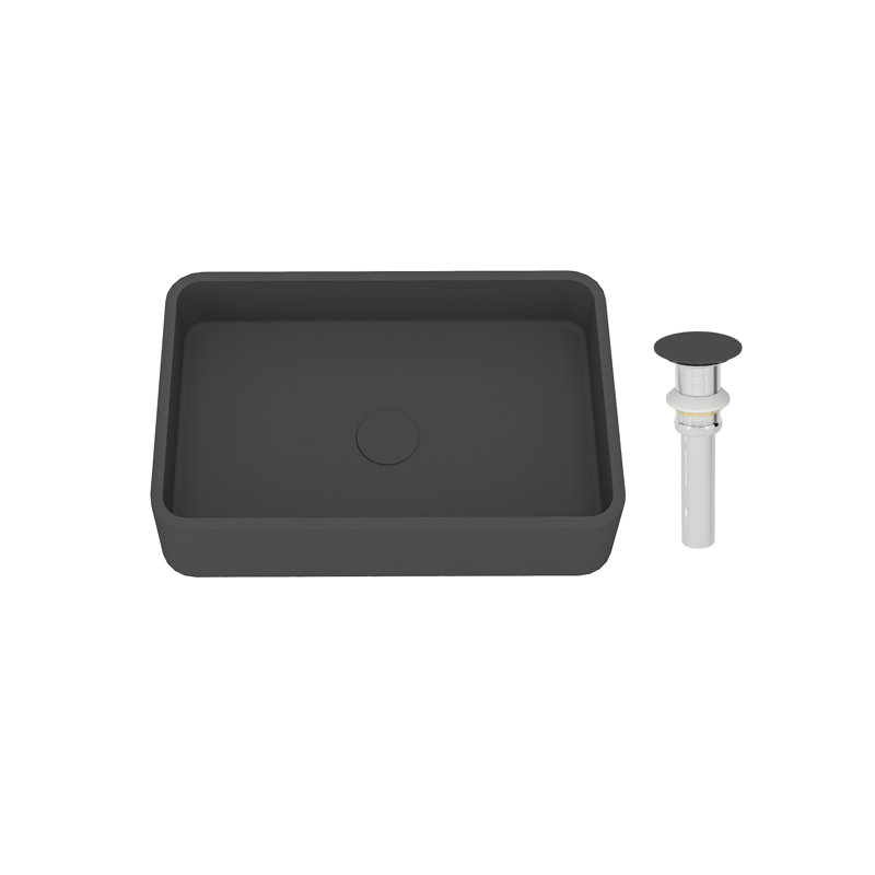 CASAINC Maple 12.79'' Concrete Rectangular Bathroom Sink, Black Earth