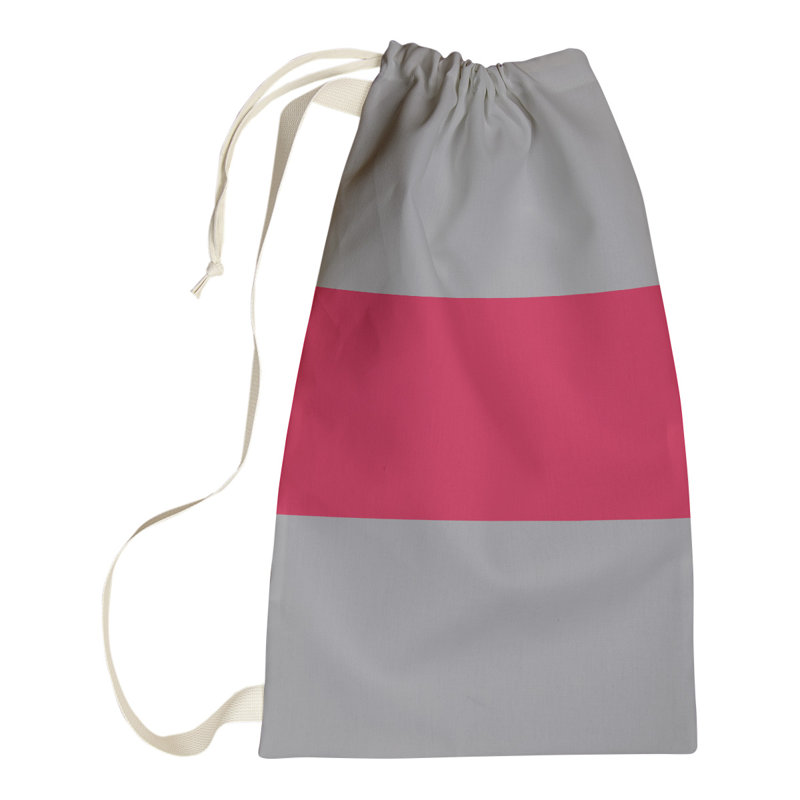 Toronto Fabric Laundry Bag with Handles, Small ( 29" x 18" x 1.5"), Silver/Red/Silver