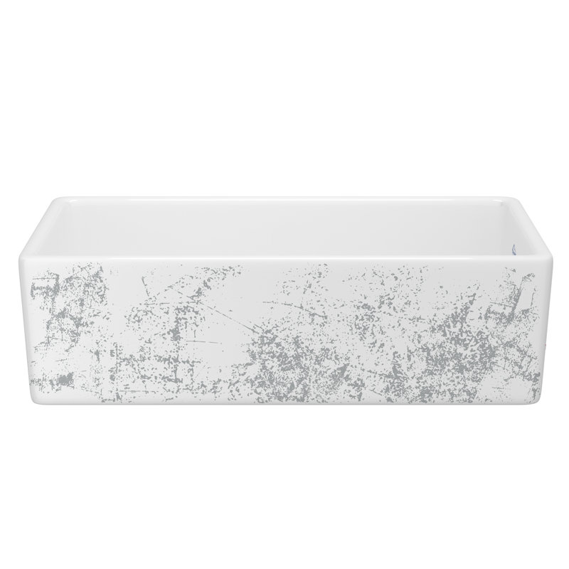 Shaker­­™ 36" Single Bowl Apron Front Fireclay Kitchen Sink, Metallic Silver