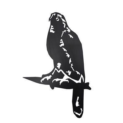 Coopers Hawk Tree Silouette Art Metal Bird on a Branch - Tree Bird Hammer-in Outdoor Backyard Art