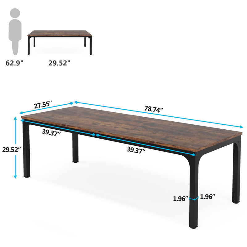 Bureau d'ordinateur l 78,74 po Perello, Brun rustique / noir