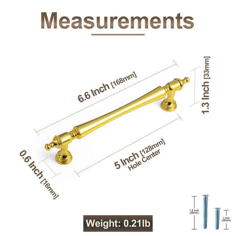 Elegant Cabinet Bar Pull Multipack, 5", Rich Gold