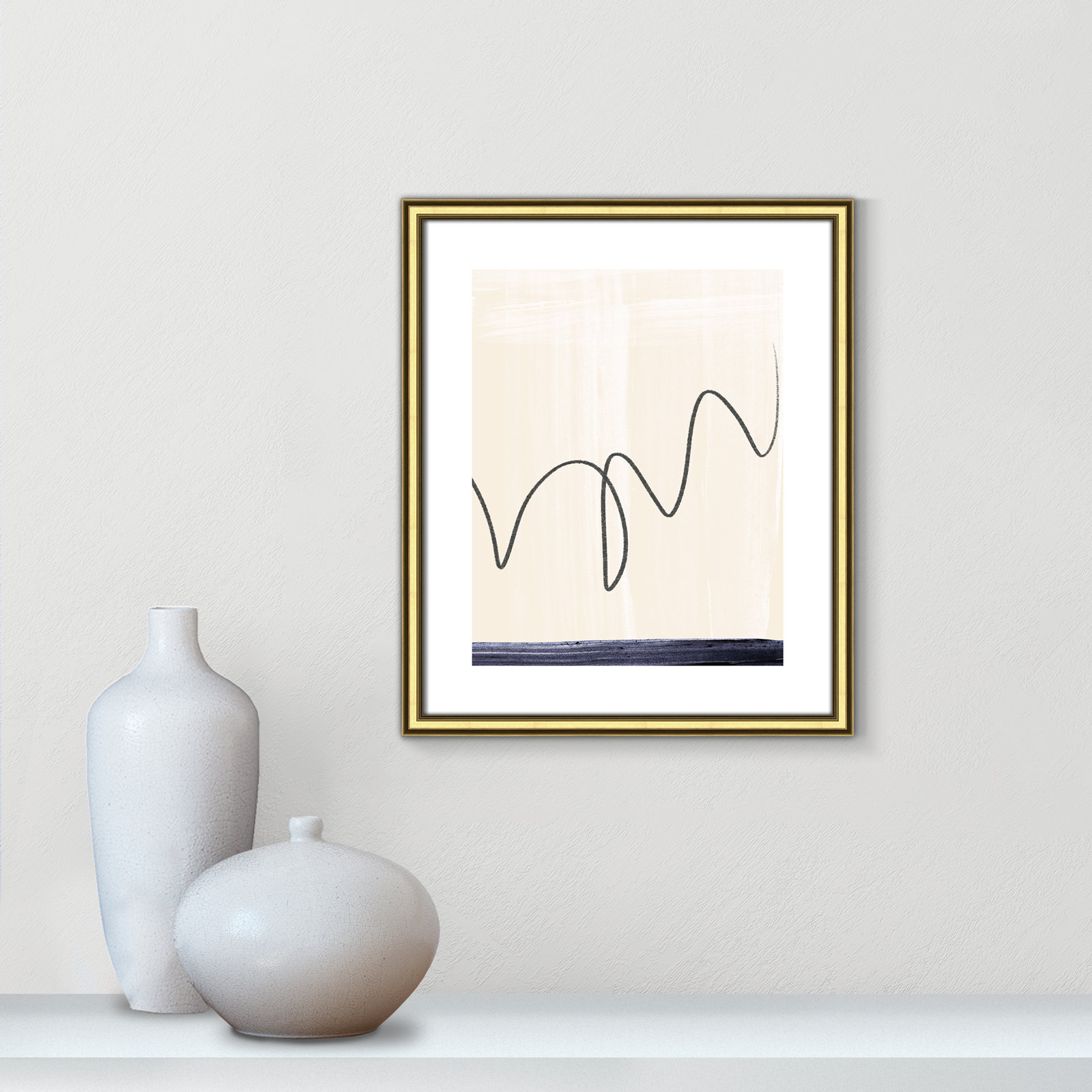 Tigerlily "Departured II" Painting, 20.25" H x 17.25" W x 0.88" D, Gold Framed Paper