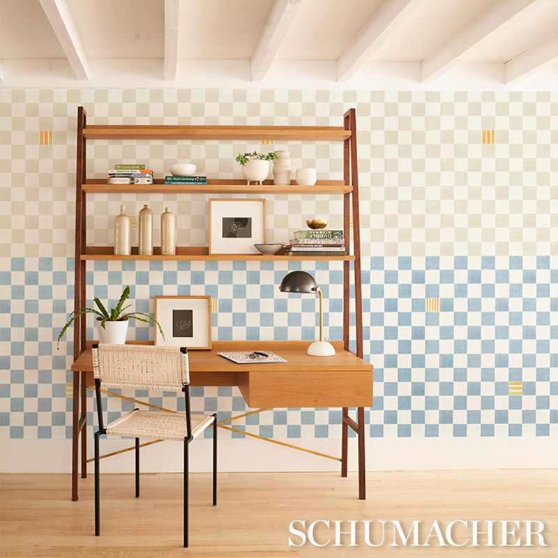 Schumacher X Backdrop Gambit Panel Wallpaper, Sand/Soft Blue