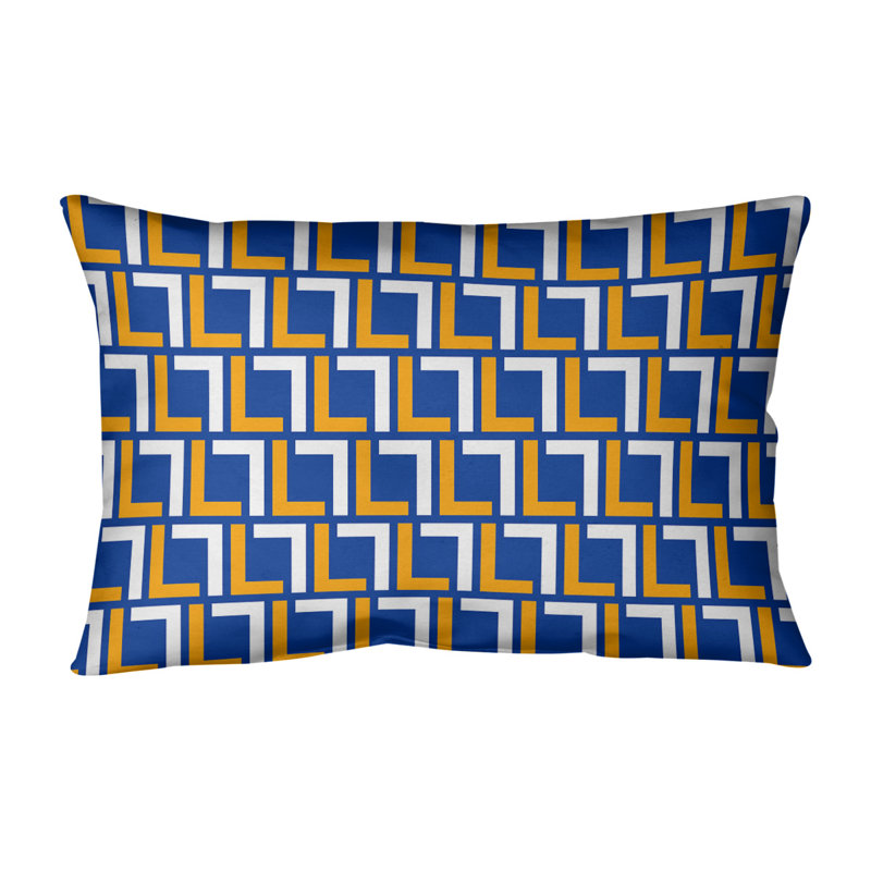 Housse de coussin rectangulaire et insert LA Luxury, Simili daim, Bleu / Or / Blanc