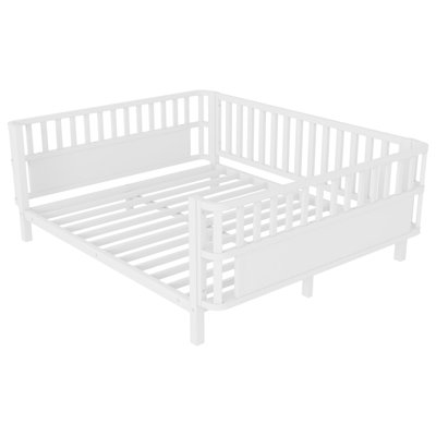 Full Size Metal Platform Bed for Kids, Metal Low Profile Full Bed with Rails for Girls and Boys