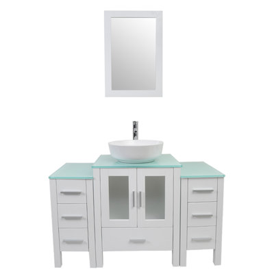 48'' Free Standing Single Bathroom Vanity with Glass Top -  Latitude Run®, E8F9EFCC4DCB484B8203E23CE0742430