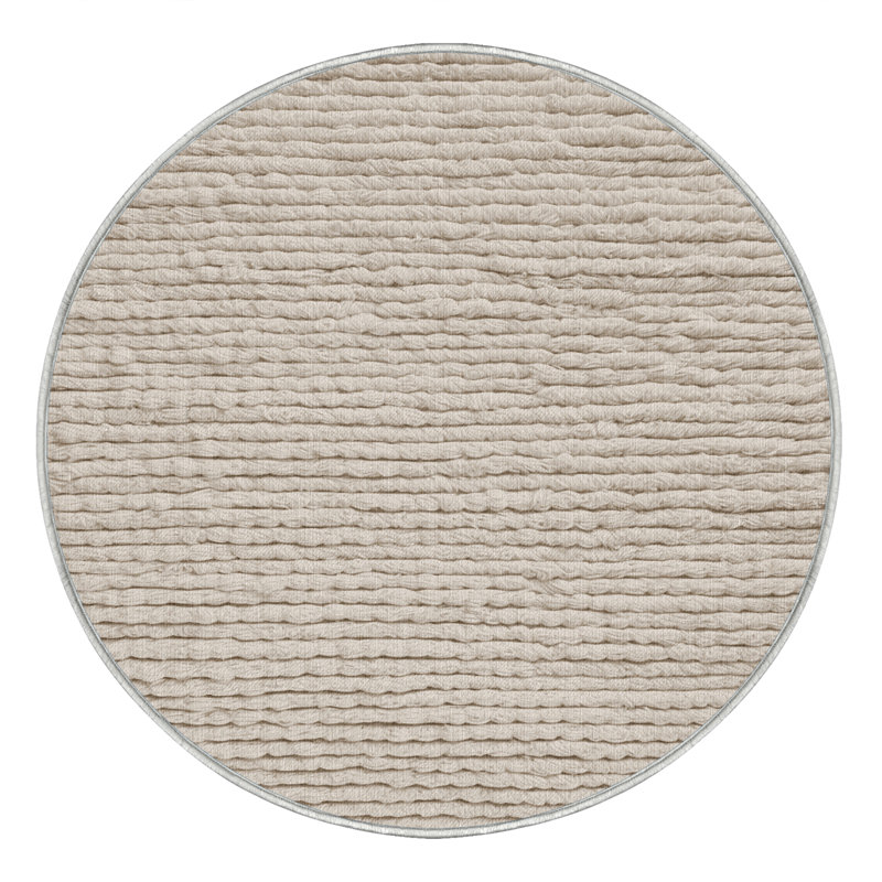 Tapis beige uni lavable à la machine, Rond 8 pi