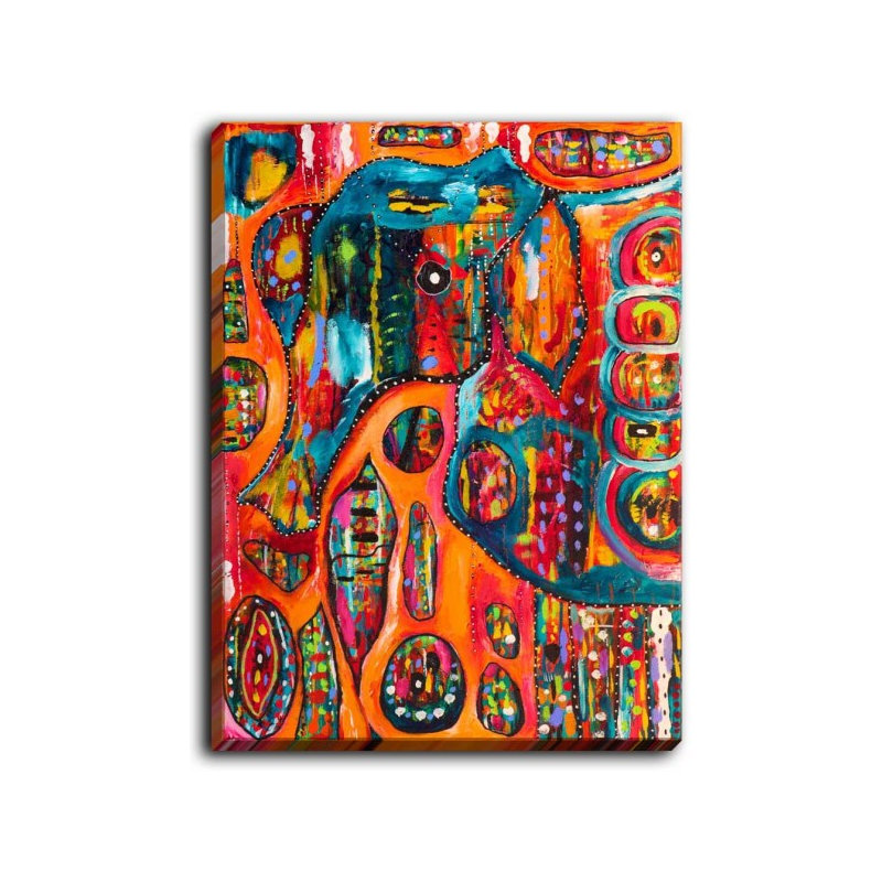 « abstract éléphant » par michele fauss, reproduction d’art sur toile tendue, H 20 po x l 16 po x P 1,5 po