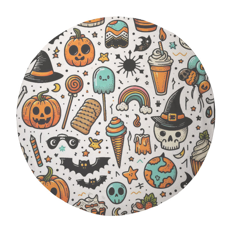 Tapis tressé Happy Spooks, Rond 5 pi