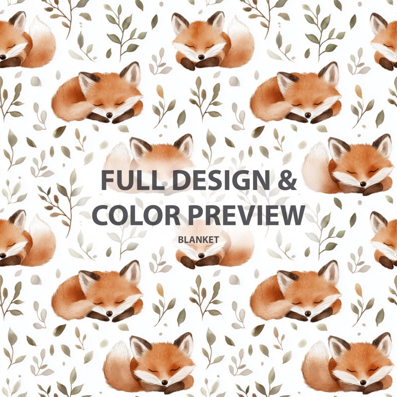 Sleeping Foxes II - couverture chaude pour enfant avec imprimé animal orange, Imprimé animal vert