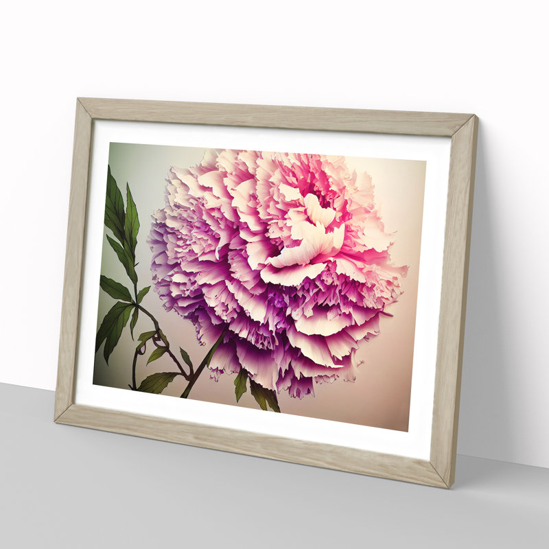 Joyous Peony Flower - Framed Print, 46cm H x 64cm W x 2cm D, Oak