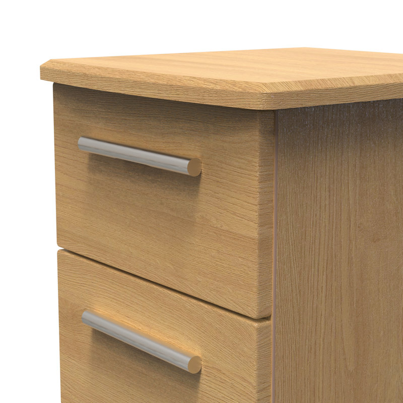 Birriel 40cm W Manufactured Wood Bedside Table, Modern Oak