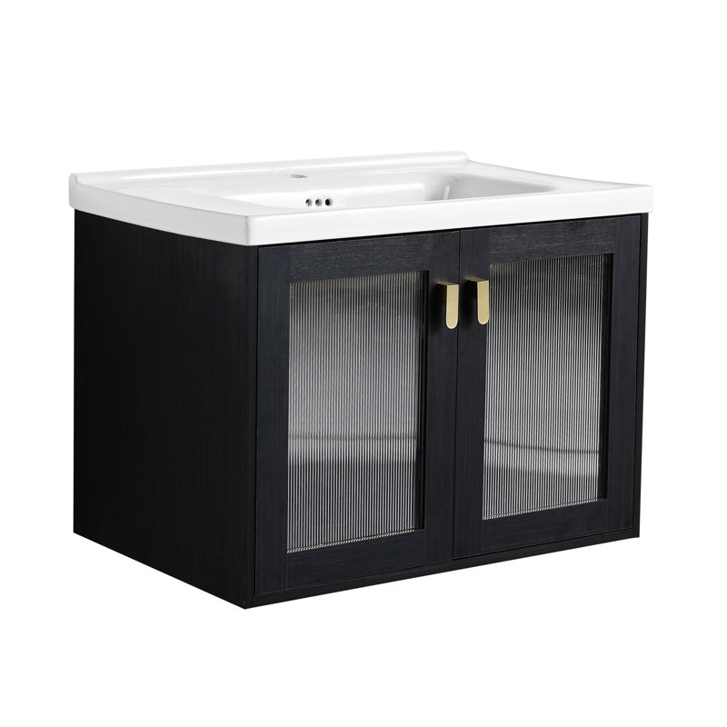 Meuble-lavabo mural 28 po avec lavabo Rositta, pour petite salle de bain