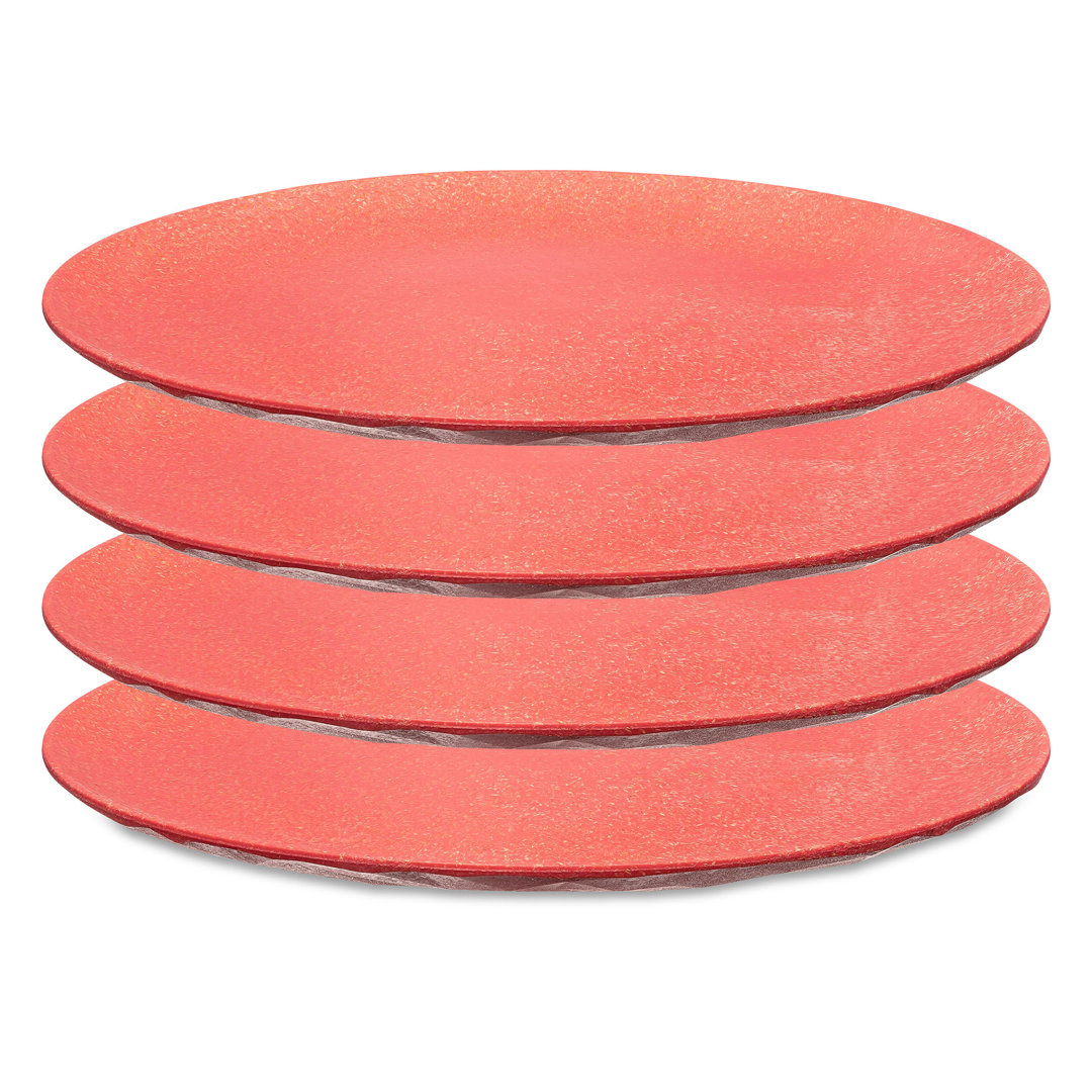 Koziol flat plate set of four, plastic and wood mix, natural ash gray, 26cm