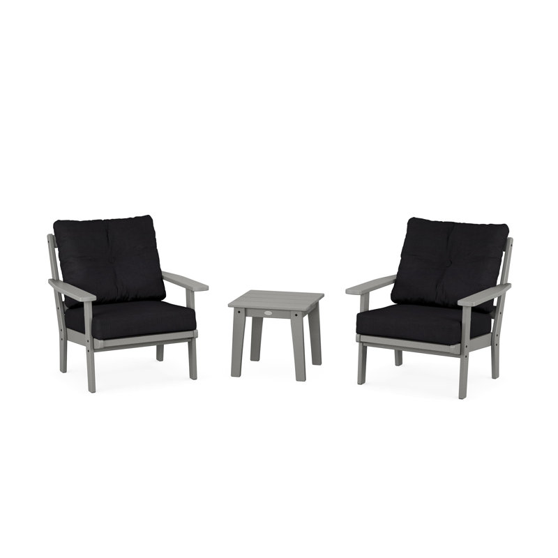 Prairie 3-Piece Deep Seating Set, Midnight Linen, Slate Gray