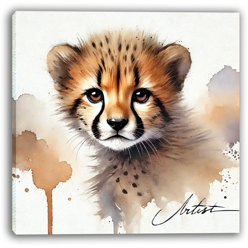 «Baby Cheetah», art mural sur toile, H 12 po x l 12 po