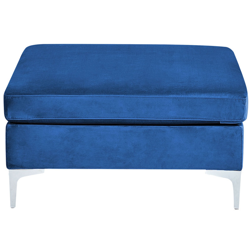 Millings 85cm Wide Velvet Square Solid Colour Footstool Ottoman, Blue