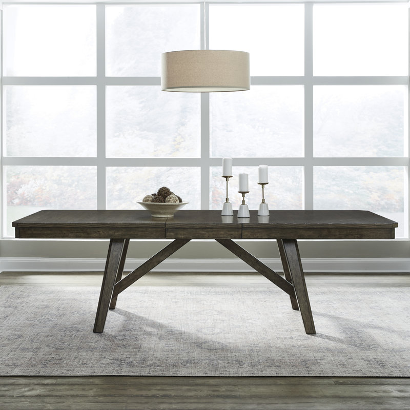  Ensemble de table de salle à manger à tréteaux Gertraute avec 4 chaises rembourrées, 5 pièces: table, 4 chaises