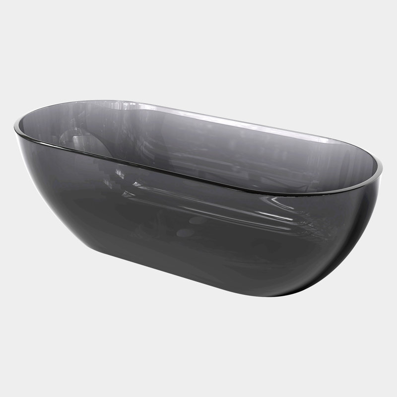 69 po. Baignoire de trempage autoportante ovale en résine 69 po., Gris mat