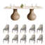 Ensemble de salle à manger moderne 10 personnes, table de salle à manger rectangulaire pré-assemblée, plateau de table en pierre frittée et piédestal à tréteaux, chaises rembourrées en similicuir-660503580-660501601-659907232