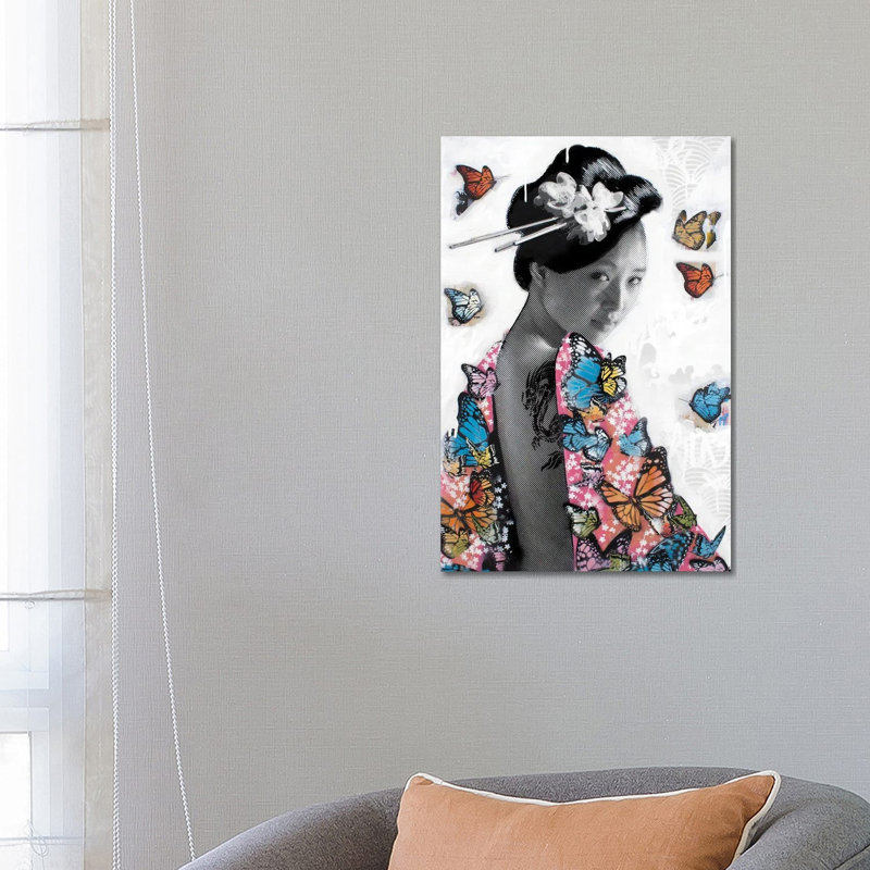 Lady O' Butterflies by D13EGO - Print on Canvas, Wrapped Canvas, 66.04 cm H x 45.72 cm W x 1.91 cm D