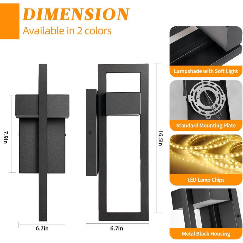 Modern LED Outdoor Wall Sconce Unique LED Wall Lighting (Set of 2)