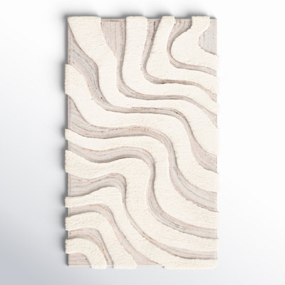 Ankara Abstract Handmade Wool Area Rug in Beige/Ivory