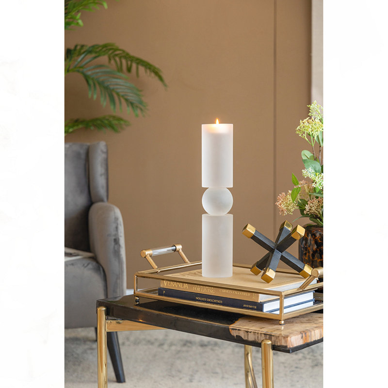 Grand porte-bougie en verre D3.1X15, H 15 po x l 3,1 po x P 3,1 po