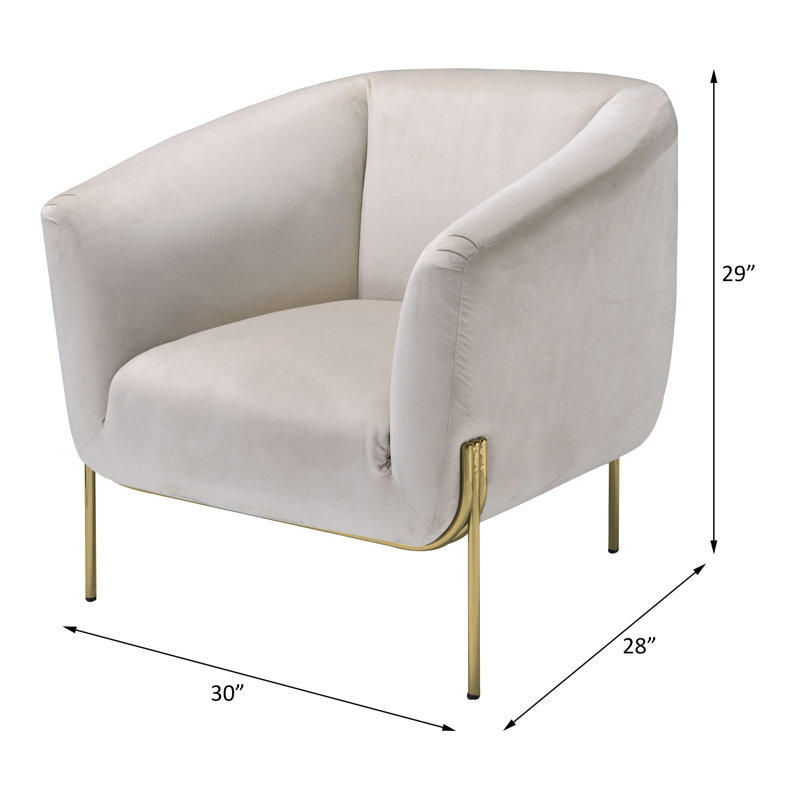 Fauteuil de 30 po de large Kaci, Beige, Argent