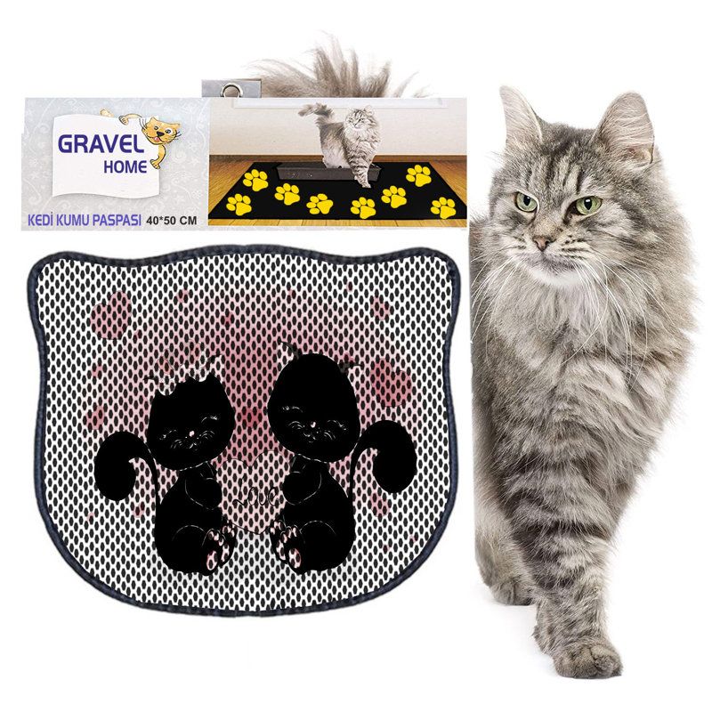 Tapis de litière durable pour chat, 15,7 po x 19,7 po | 50% PVC / 50% polyester, lavable à la machine et passer l'aspirateur | Parfait pour un nettoyage facile, conception antidérapante pour garder votre maison propre et fraîche, idéal pour les propriétaires d'animaux de compagnie