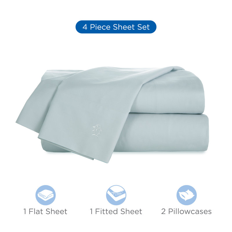 Southern Tide Cotton Twill Sheet Set, Full/Double Sheet Set with 2 Pillowcases, Sunlight Blue