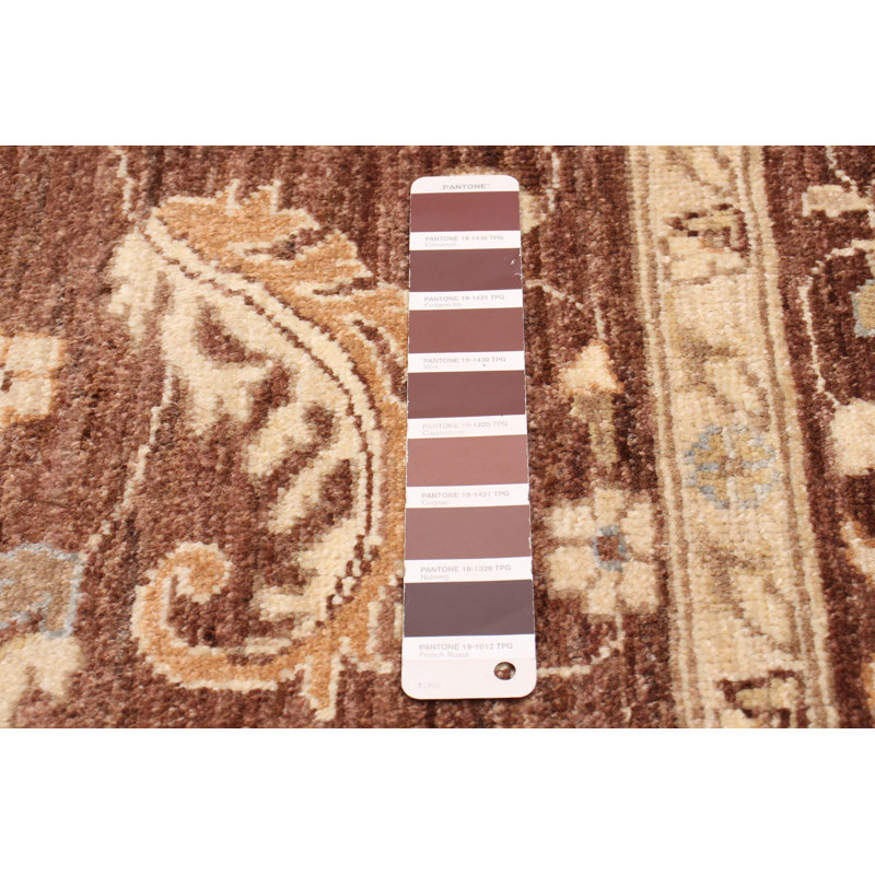 Tapis unique en laine noué à la main brun / beige nouvel âge 5 pi 1 po x 6 pi 8 po Abryella