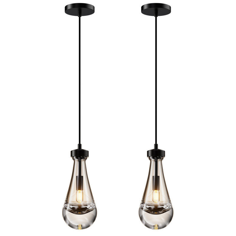 Pleasant Plains 2 - Light Luxury Raindrop Pendant, Black