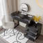 Coiffeuse de maquillage avec miroir lumineux, 5 tiroirs