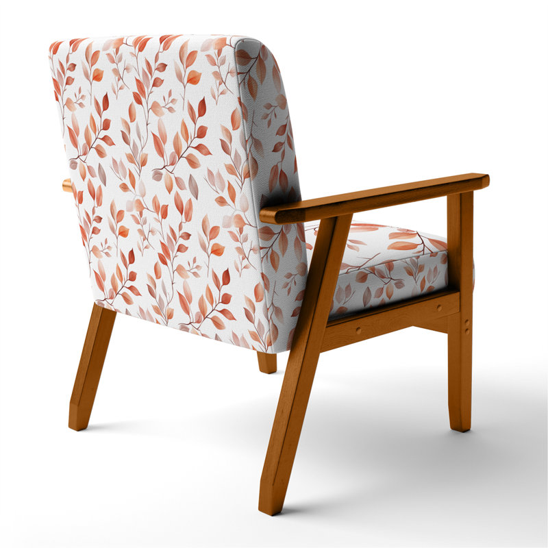 Chaise rembourrée Floral, Accoudoirs carrés bruns