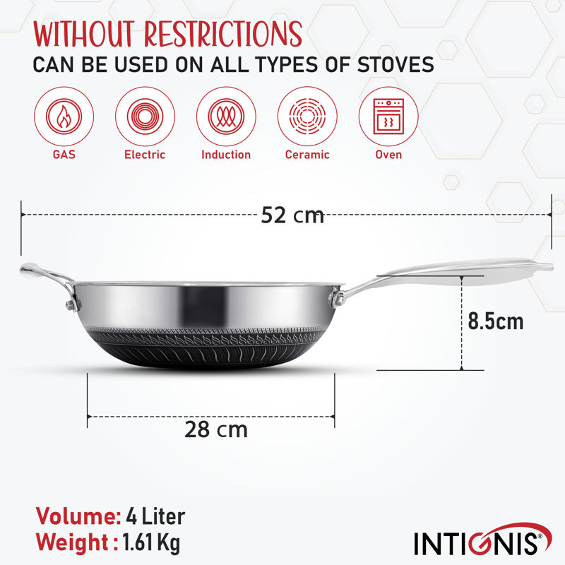 Ebern Designs Non-Stick Stainless Steel Wok with Lid