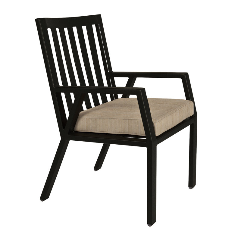 Aris Outdoor Dining Armchair, Carbon Black, Flagship Stone Sunbrella®