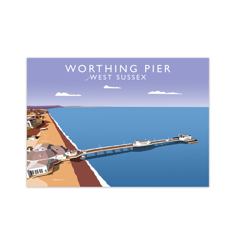 Worthing Pier West Sussex by Richard O'Neill - Print, 42 cm H x 594 cm W