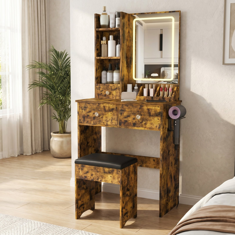 Bureau de coiffeuse moderne, Brun antique