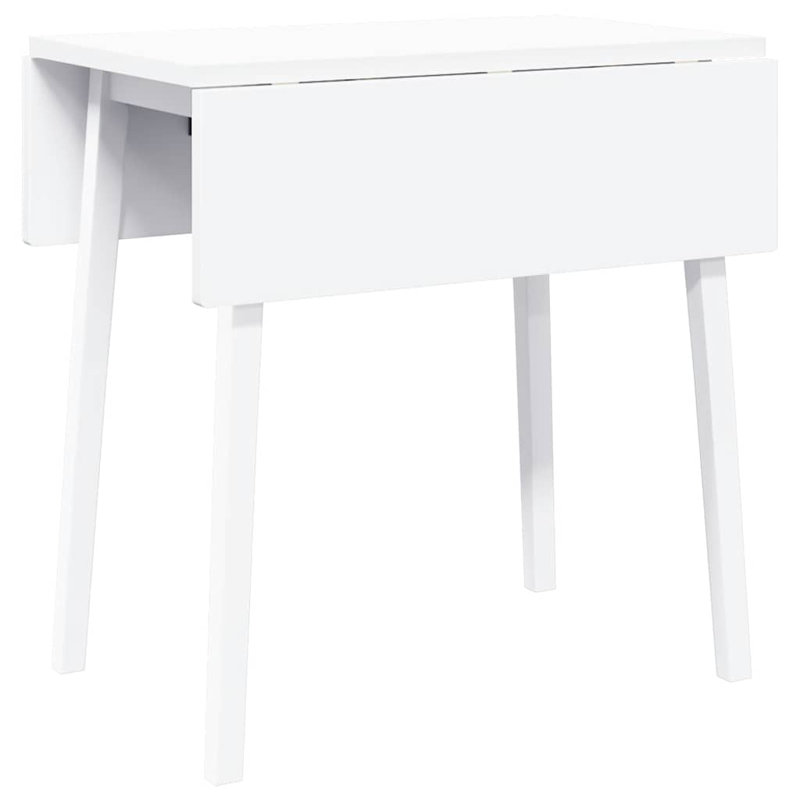 Table de salle à manger en bois massif et caoutchouc, Blanc, Blanc