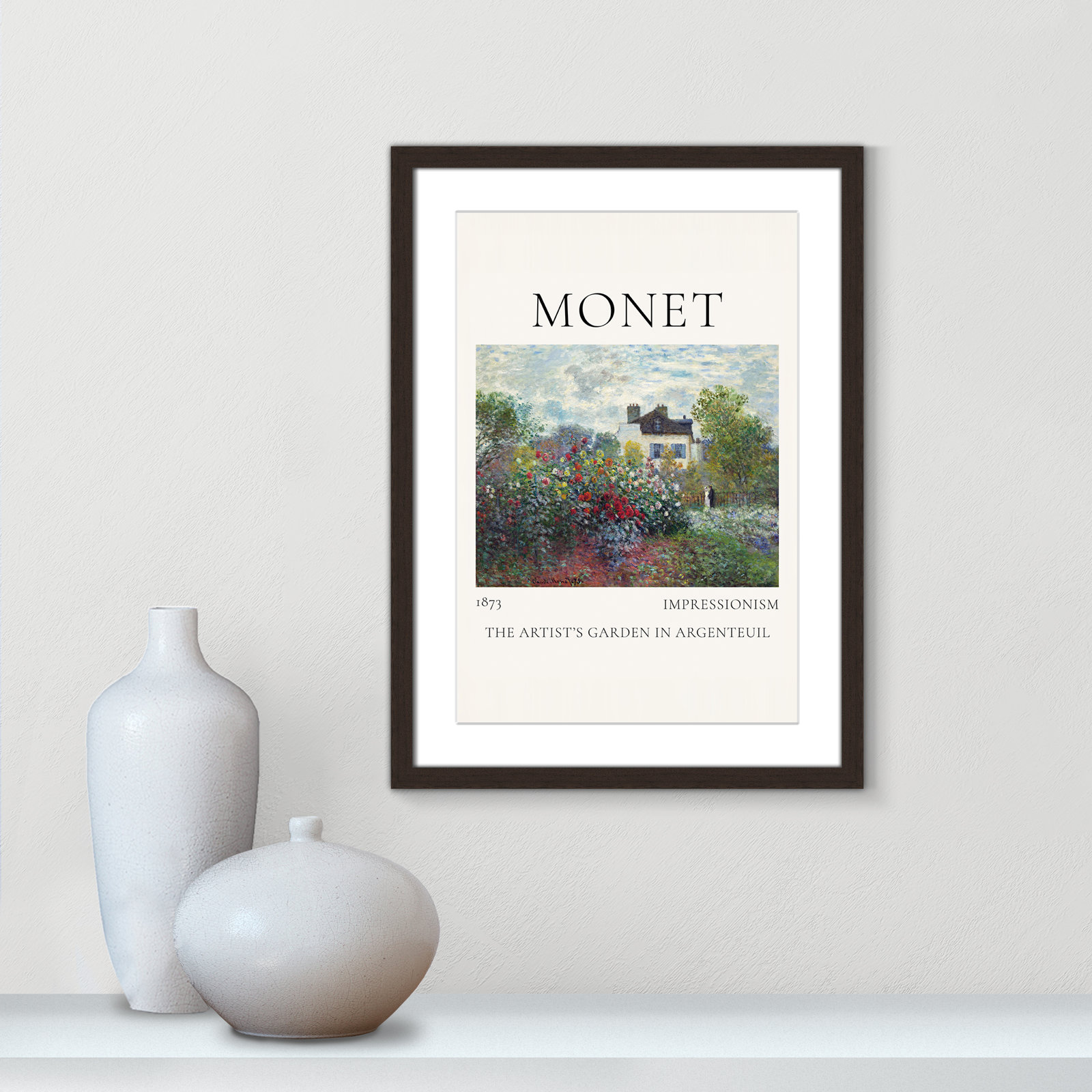 Artists Garden in Argenteuil Print by Claude Monet, Yes, 23" H x 17" W x 1.25" D, Walnut Single Picture Frame