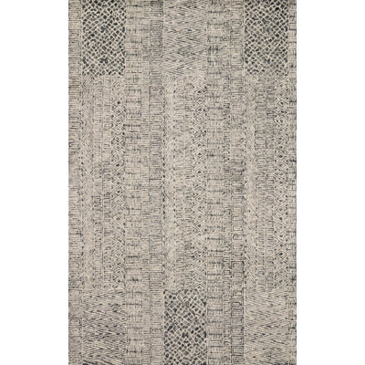 Tapis gris anthracite/beige en laine touffeté à la main Maximillian
