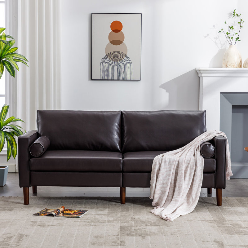 Canapé à accoudoirs carrés de 76,2 po Nuhi, Chocolat noir