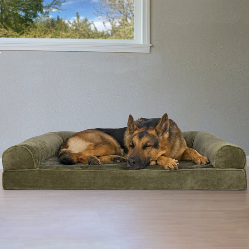 Quilted Orthopedic Bolster Sofa Pet Bed, Iron Gray , Orthopedic Foam, Jumbo (40" W x 32" D x 8" H)