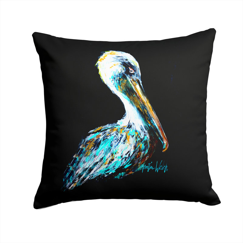 Coussin décoratif d’intérieur/d’extérieur pelican noir collé, H 18 po x l 18 po x P 5,5 po