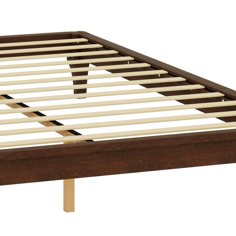 Solid Dry Bamboo Wood Platform Bed Frame, With Wood Slat Support, Chocolate