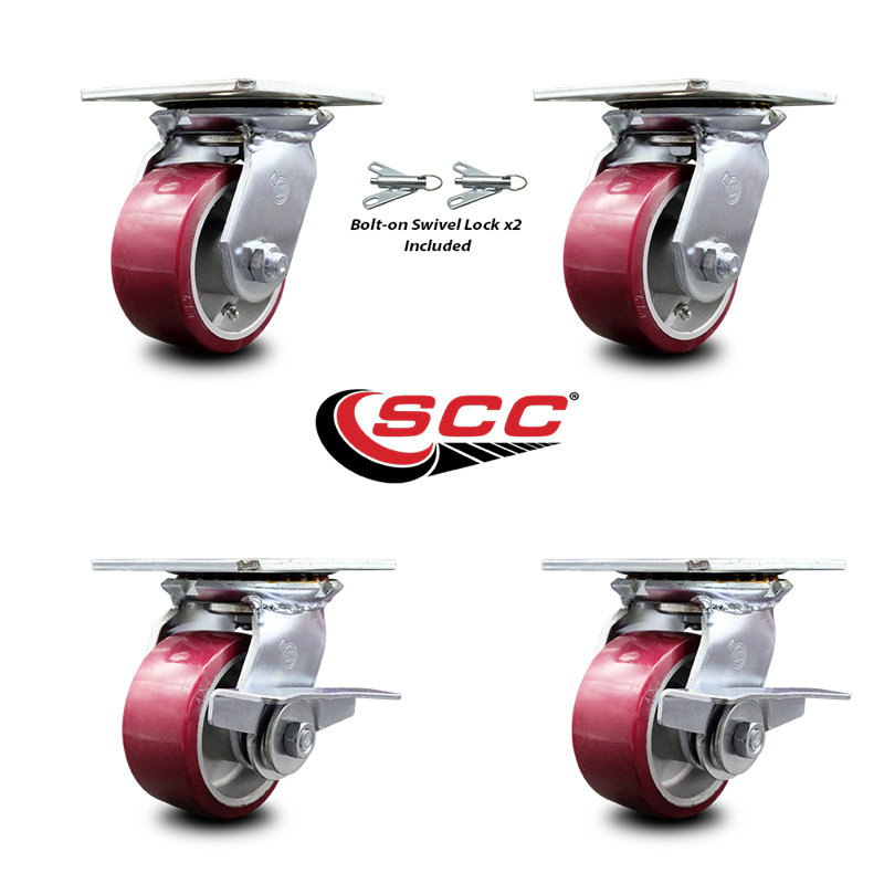 4 Piece Poly on Aluminum Caster Set